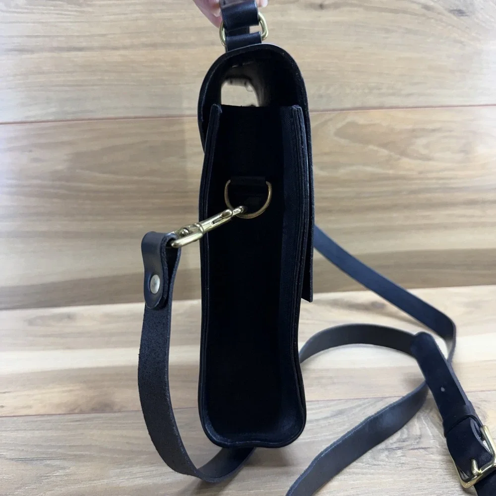 GRACE GORDON‎ Black Modern Leather Satchel Top Handle Minimalist Sleek UK